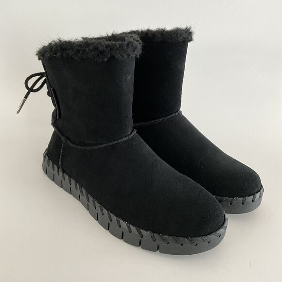 Muk Luks Short Boots Women 6.5M Black Suede Water Repellent Memory Foam Comfort - Picture 12 of 12